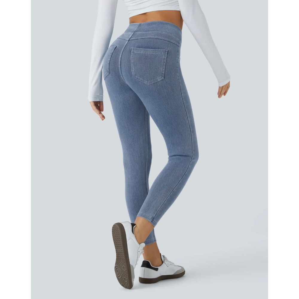 Halara High Waist Denim Leggings Skinny Pull On Jeggings Small Tummy Control - Picture 2 of 11